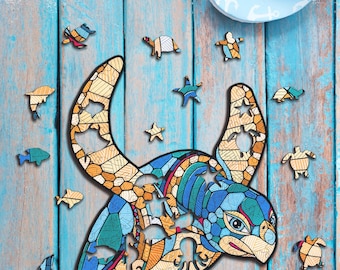 Turtle Wooden Jigsaw Puzzle | Animal Shaped Pieces