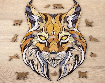 Lynx Wooden Jigsaw Puzzle | Laser-Cut Animal Pieces