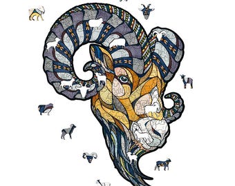 Ram Wooden Jigsaw Puzzle | Colorful Animal Shaped Pieces