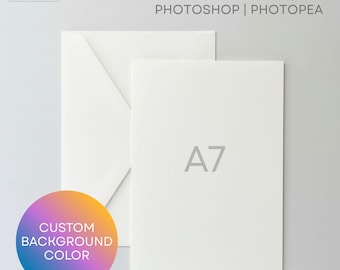 A7 Minimal Greeting Card Mockup with Editable Background Color | PSD Smart Object