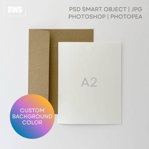 A2 Greeting Card Mockup with Kraft Envelope Flat Lay | Editable Background