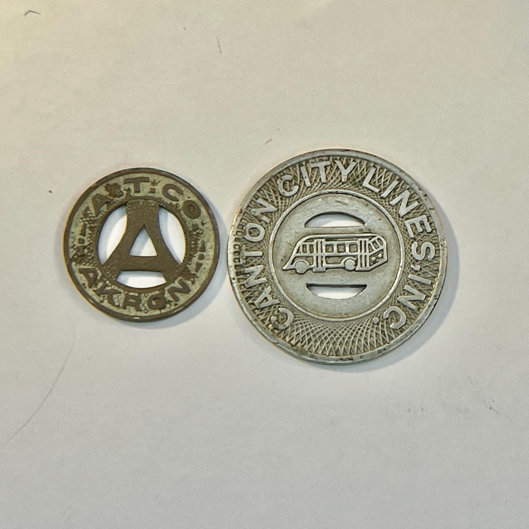 Canton OH City Lines & Akron A.T. Co. Bus Transit Tokens - Etsy