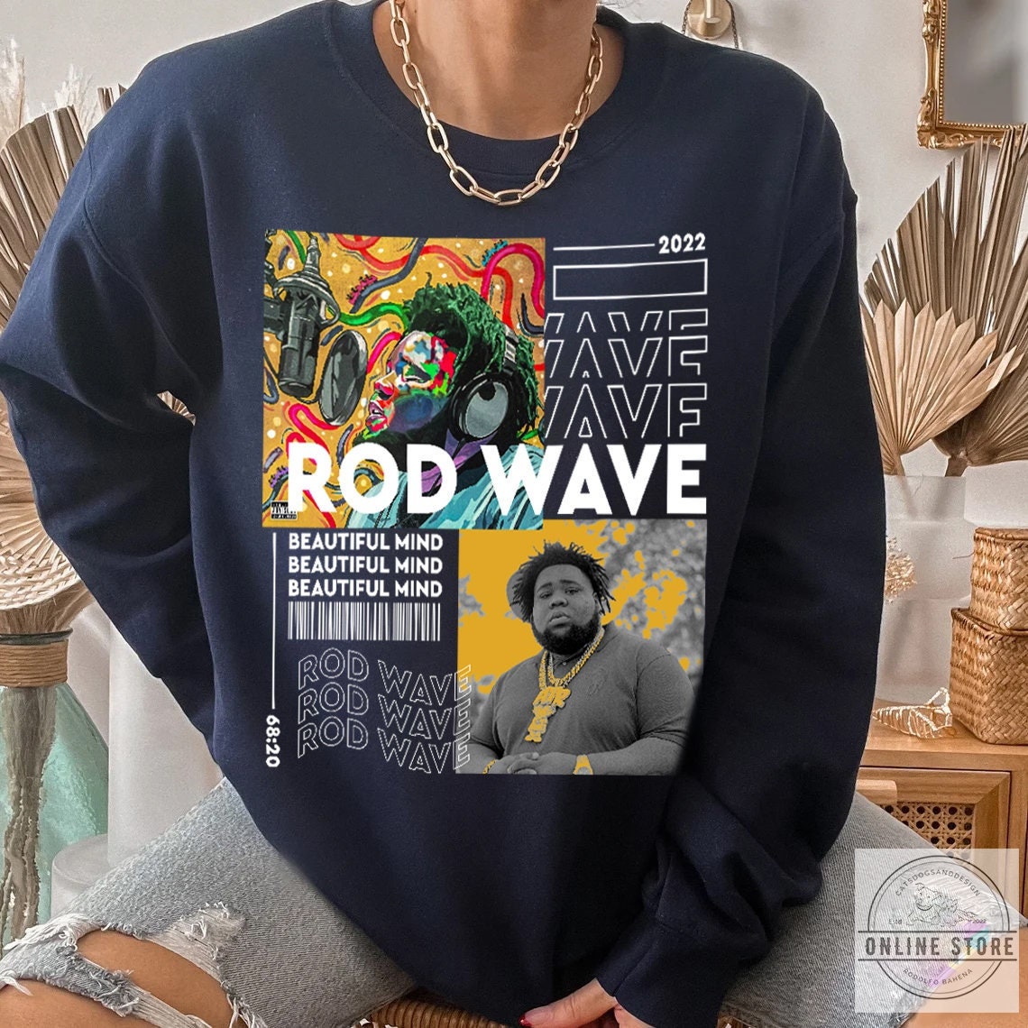 Rod Wave Vintage Sweatshirt Rod Wave Beautiful Mind Sweatshirt