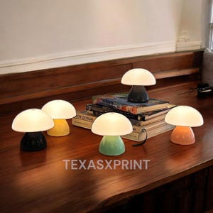 Mushroom LED Table Lamp – Touch Dimmable USB Rechargeable Night Light, Ambient Decorative Lighting for Bedroom, Desk, or Coffee Bar