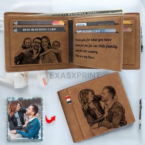 Individuell gravierte Foto-Brieftasche - PU-Leder Bifold Wallet, personalisiertes Festival Geschenk für Ihn