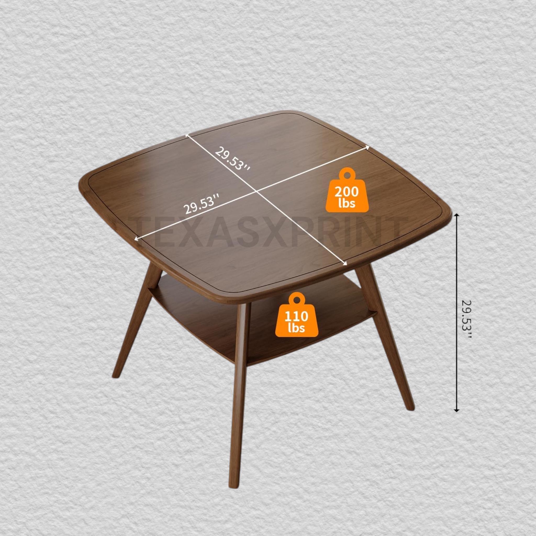 Small Square Dining Table for 2 Solid Wood Kitchen Table With Shelf ...