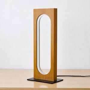Dark Pearwood Table Lamp – Dimmable Square Bedside Light with Touch Control, Modern Nightstand Lamp for Bedroom or Office
