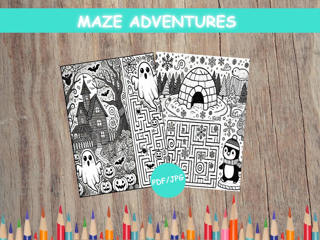 Printable Coloring Pages 12 Coloring Sheets for Kids Labyrinths Drawing ...