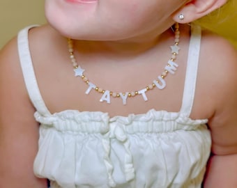 Toddler Personalized name necklace, letter name necklace, Beaded necklace, Little girls gift, Custom kids necklace, Birthday gift, jewelry