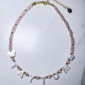 Personalized name necklace, mother of pearl letter name necklace, Beaded necklace, Little girls gift, Custom kids necklace, Birthday gift