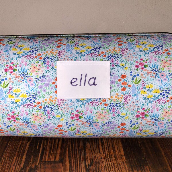 Ready To Ship FLORAL Pastel Blooms Kids Preschool Personalized Toddler Nap Mat Daycare Kindergarten Sleeping Mat Attached Dotted Minky Blkt