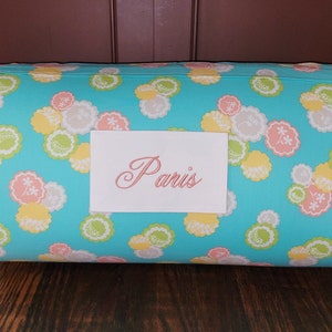 Aqua Coral Multi Floral Personalized Kids Preschool  Nap Mat Grey Dotted Minky Blanket