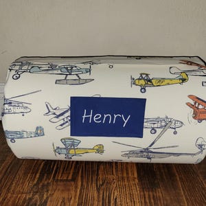 Airplanes Kids Personalized Preschool Nap Mat Dotted Minky Blanket