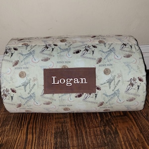 Ready To Ship Sports Personalized Preschool Kids Nap Mat Brown Dotted Minky Blanket
