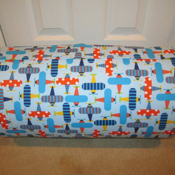 Reserved MONOGRAMMED Childrens Pre School THICK COMFY Nap Mat Airplanes Organic Cotton w/ Attached Dotted Minky Blanket Attached Pillow