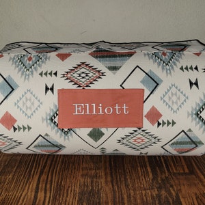 Geometric Kids Personalized Nap Mat Dotted Minky Blanket