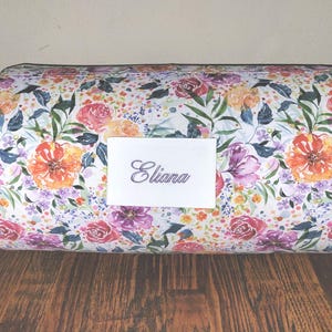 Ready To Ship  Floral Personalized Kids Preschool Nap Mat Light Purple Dotted Minky Blanket