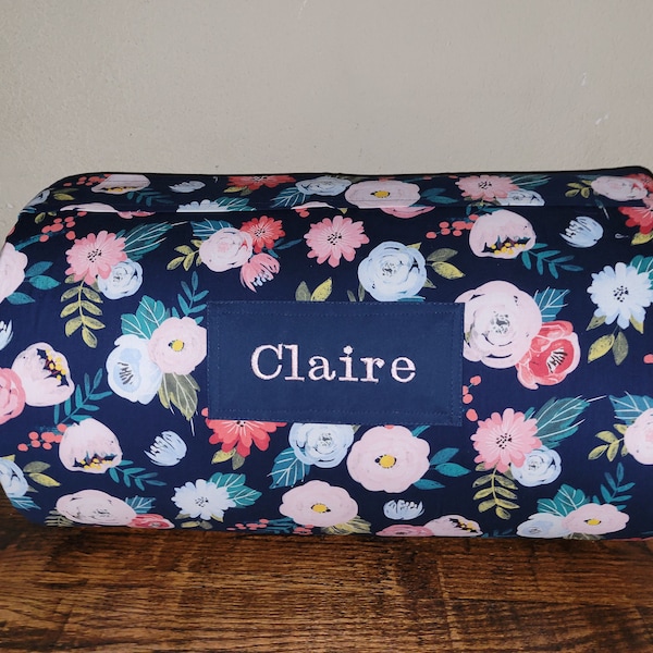 WISPY ROSES FLORAL Kids Personalized Nap Mat  Pink Dotted Minky Blanket