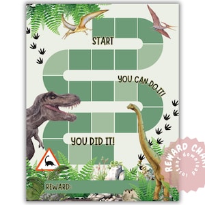 Dinosaur Reward Chart for Kids – Toddler Potty Training Chart – Dino Behavior & Routine Chart Printable
