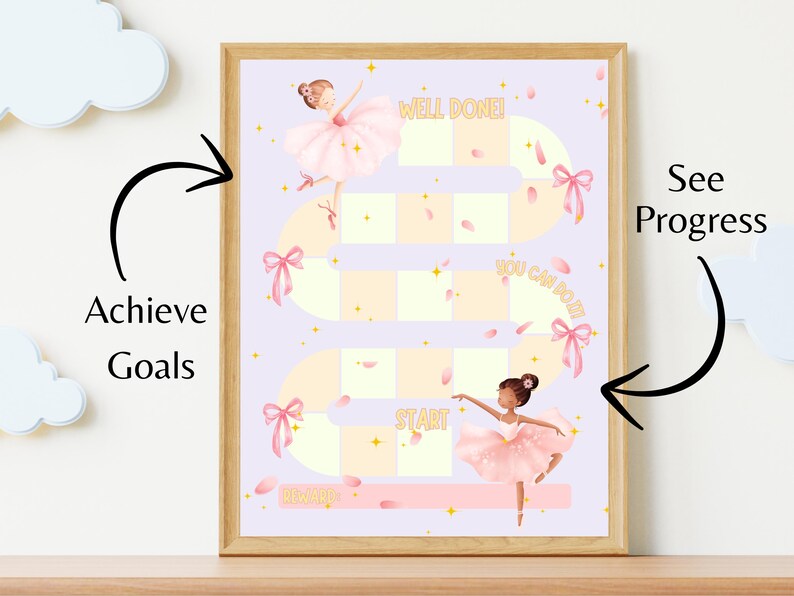 Ballerina Reward Chart for Girls | Pink Pastel Behavior Chart ...