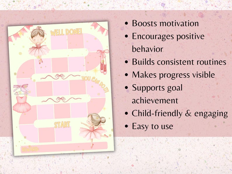 Pink Behavior Tracker Ballerina Reward Chart Printable | Soft Pink Behavior Chart for Kids ...
