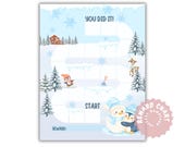 Winter Ice Reward Chart Printable | Snow Theme Kids Behavior Chart | A4 & US Letter | pdf, jpg, png Download