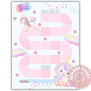 Unicorn Reward Chart Printable for Kids | Pastel Behavior & Routine Chart | Chore and Potty Training Chart