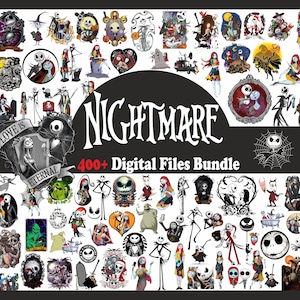 Puede incluir: Un paquete de archivos digitales de más de 400 imágenes con personajes de la película Pesadilla antes de Navidad. Las imágenes incluyen a Jack Skellington, Sally y otros personajes de la película. Las imágenes están en blanco y negro y en color.