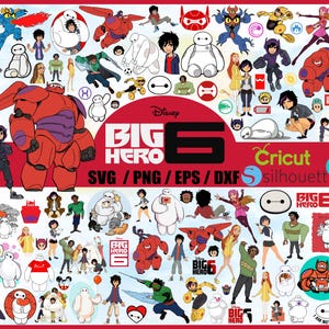 Big Hero Six Bundle, Clipart, Baymax Svg, Movie Svg, Big Hero Six Svg, Heroes Svg, Digital Download, PNG, SVG, Cricut, Silhouette