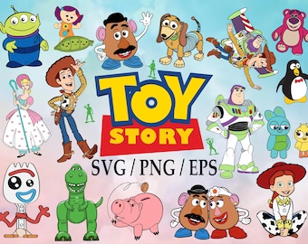 Toy Story Watercolor Clipart: Group Picture PNG, SVG, EPS (Digital Download)