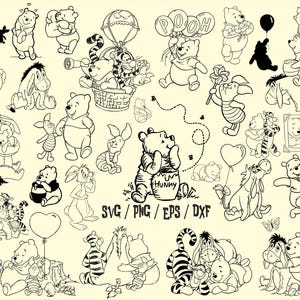 Winnie ThePooh svg, Winnie cut file, Winnie Files for Cricut or Silhouette Printable file Clipart, Winnie and friends Svg, Eeyore Svg Png