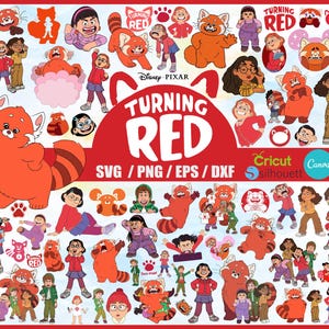 Turning Red SVG Bundle, Turning Red PNG Cliparts, Cartoon Cliparts for Sublimation, Turning Red Panda Movie Themed Clip Arts Collection PNG