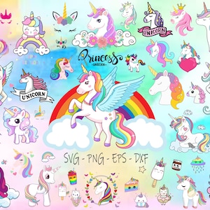 Rainbow Unicorn Clipart, Unicorn PNG, Magic Unicorn PNG, Watercolor Unicorn, Unicorn Birthday Girl Clipart, First Birthday, Commercial Use