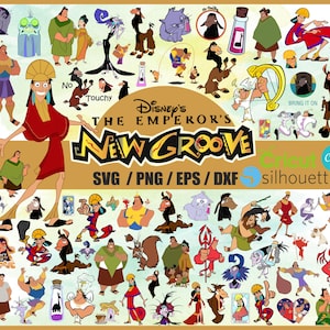Pacchetto di clipart SVG di Le follie dell'imperatore, clipart di sublimazione di cartoni animati SVG di Le follie dell'imperatore, compleanno di Le follie dell'imperatore