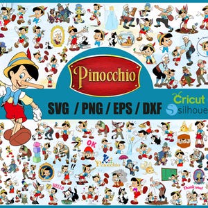 Pinocchio SVG Bundle, Pinocchio Svg & Png Files for Cricut, Geppetto Png, Figaro Svg for Shirts, Pinocchio Clipart Instant Download