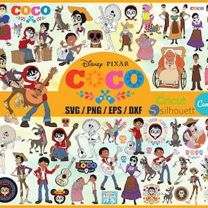 Coco PNG, Coco SVG, Coco Clipart Bundle, Miguel png svg, hochwertige Coco Bilder für Geburtstagsdekorationen, Kuchendeckel, T-Shirts und mehr!