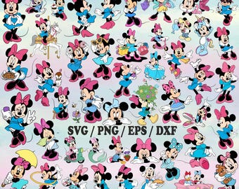 Lot Minnie Mouse SVG : Clipart dessin animé pour Cricut (fichiers numériques)