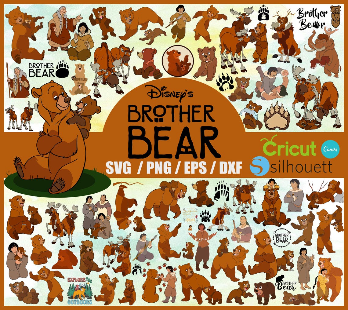 Disney Brother Bear Clip Art: Watercolor PNG SVG Bundle (digital ...