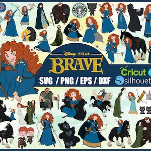 Clipart courageux, Merida PNG, Merida téléchargement immédiat, princesse Svg imprimable pour l'artisanat chemises anniversaires fer sur sublimation