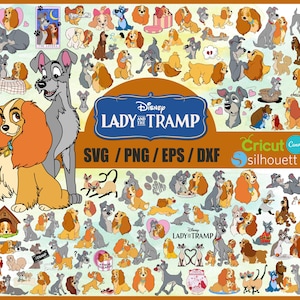 Lady och Lufsen SVG png Clipart-paket, Lady och Lufsen SVG tecknade sublimeringsclipart, Lady och Lufsen-tema sublimering för barn