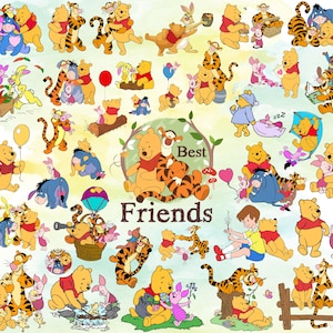 Winnie the Pooh SVG Bundle, Tigger Png, Eeyore Svg Files for Cricut and Silhouette, Piglet Svg Clipart Digital Download