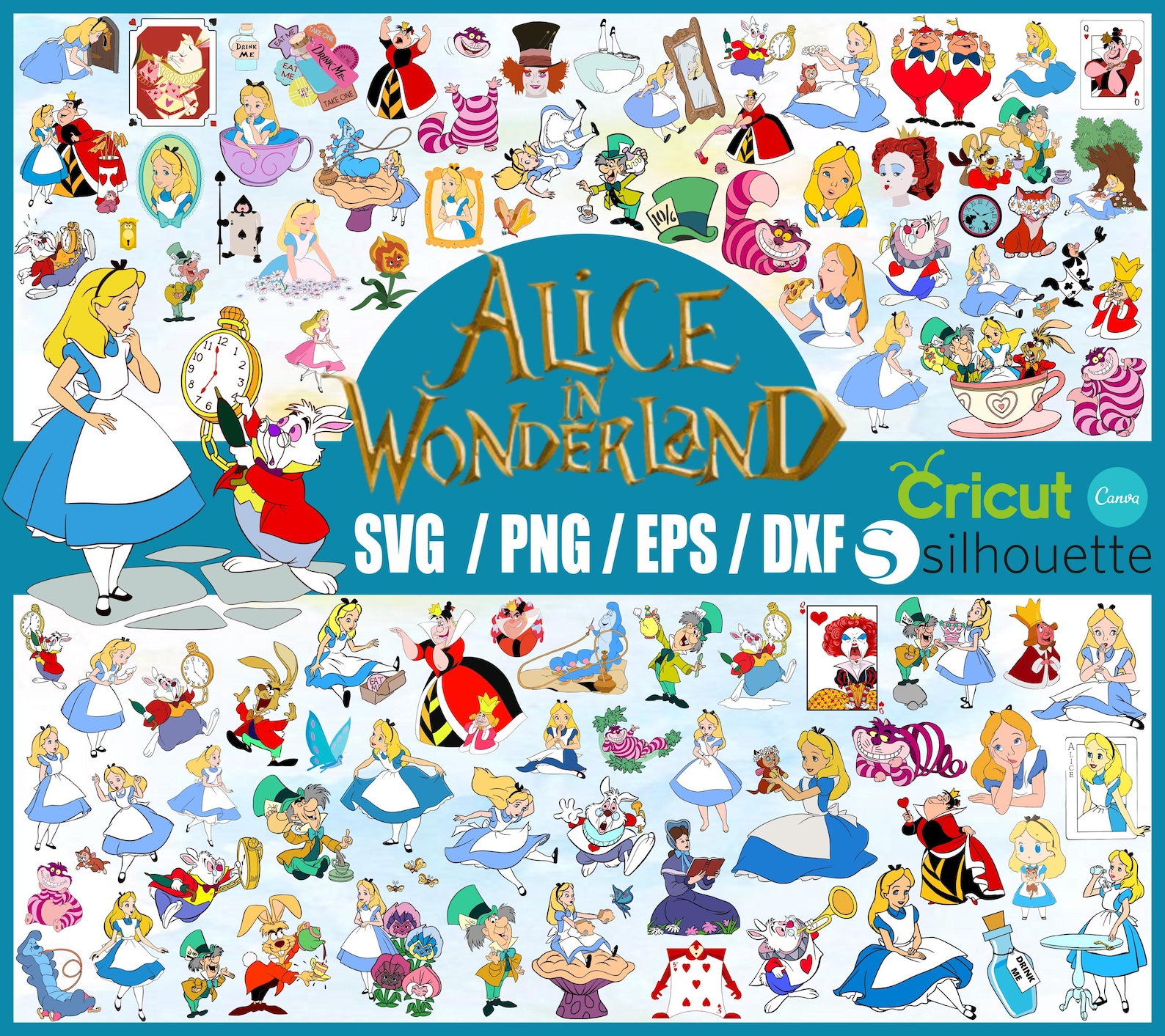 Alice in Wonderland SVG Bundle: Clipart Graphics (digital Download) - Etsy