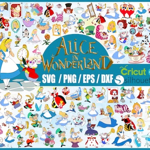 Pacchetto SVG Alice nel Paese delle Meraviglie, Alice SVG, Principessa svg, Clipart Alice nel Paese delle Meraviglie, Download digitale Alice nel Paese delle Meraviglie