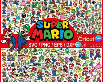 Mario MEGA-bundel, Super Mario Clipart, Super Mario png, Mario svg, Mario Kart Clipart, Princess Peach png svg Clipart, Luigi svg, Bowser SVG
