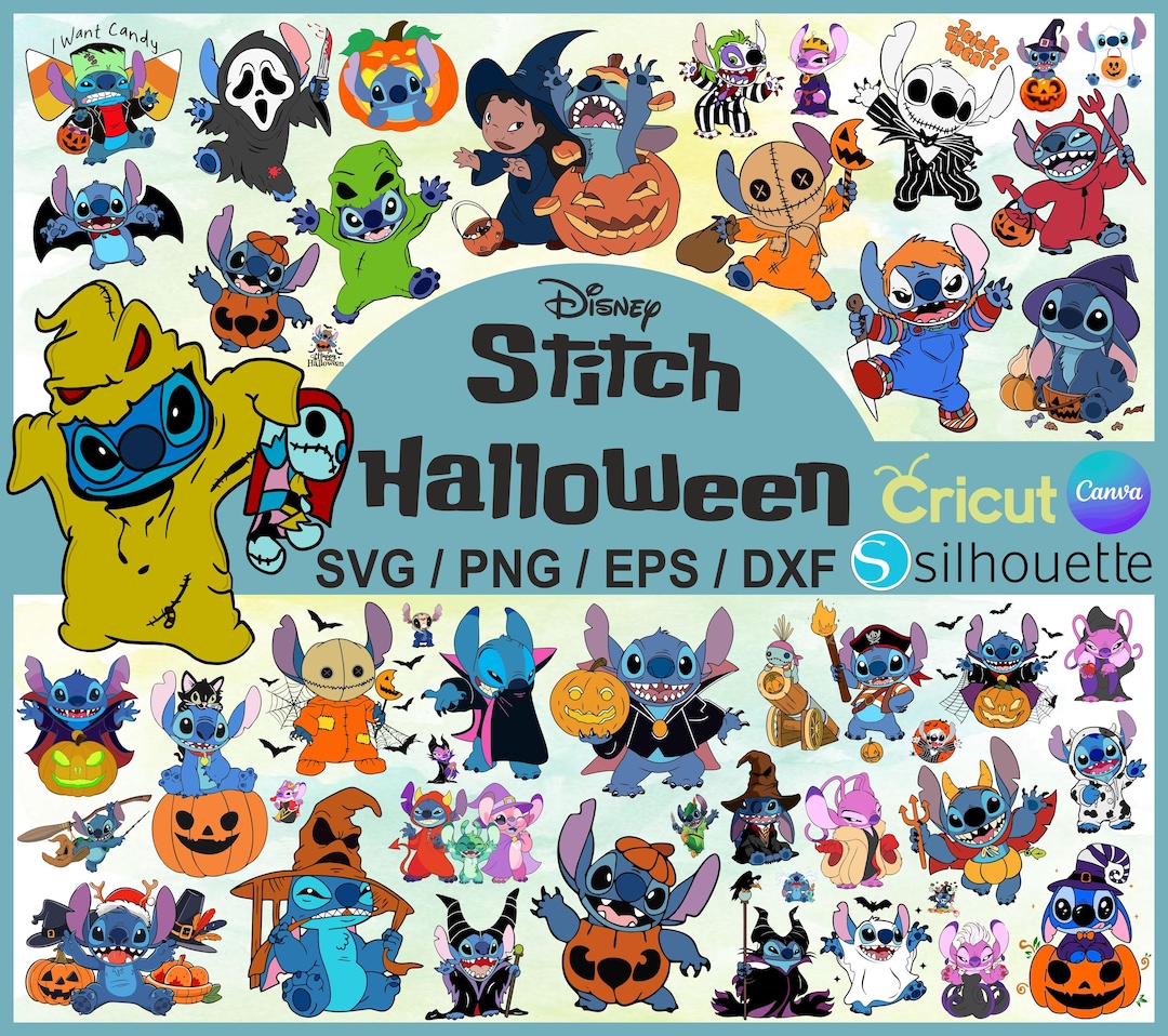 Horror Stitching Vector Halloween Stitch Clipart Bundle, Horror Movie Characters (svg, Png, Eps ...