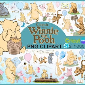 Classic Winnie the Pooh PNG Clipart – Cute High Resolution Clipart – Baby Shower, Nursery Decor, Scrapbooking, Mommy to Bee - Vintage Pooh