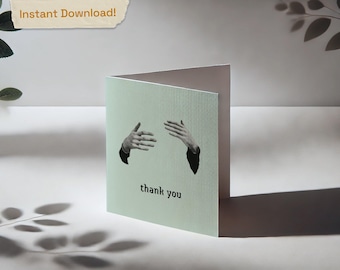Printable Thank You Card, Instant Download, DIY Card, Free Envelope Template