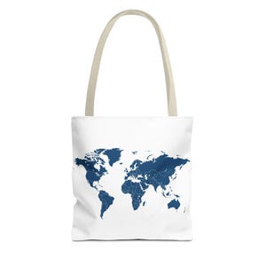 Bolsa de mano estilo boho chinoiserie, bolsa de compras ecológica, regalo motivacional, bolsa de compras reutilizable, mapa del mundo