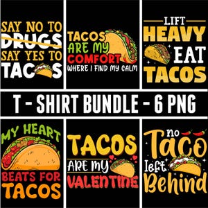 Tacos T-Shirt Design Png Bundle , Sublimation Design, svg, Png, Ai, Clipart Commercial 2