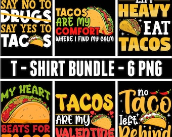 Tacos T-Shirt Design Png Bundle , Sublimation Design, svg, Png, Ai, Clipart Commercial 2